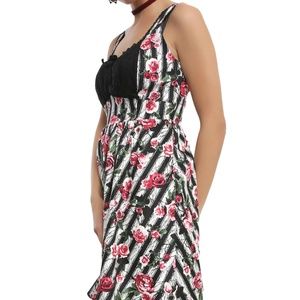 Black & White Stripe Floral Fit & Flare Dress